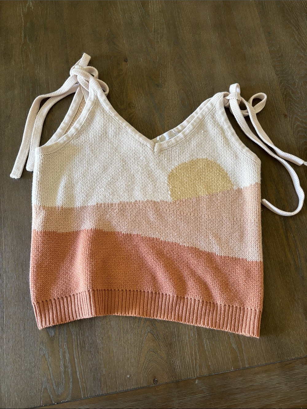 Sleeveless Knit Sunset Tank Top - Cream & Peach